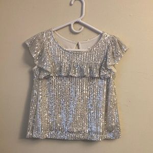 Justice Silver Sequin Top Size 10 plus NWT